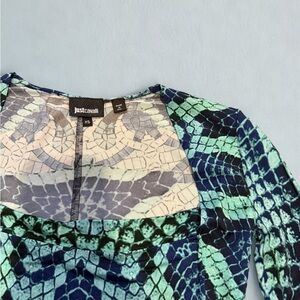 Just Cavalli Women's Vibrant Blue and Green Patterned Dress